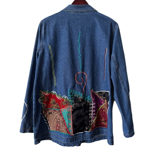 INDIGO MOON Blazer Jacket Vintage Artsy Art-To-Wear Western Cowgirl Rodeo Sz L - Picture 2 of 7